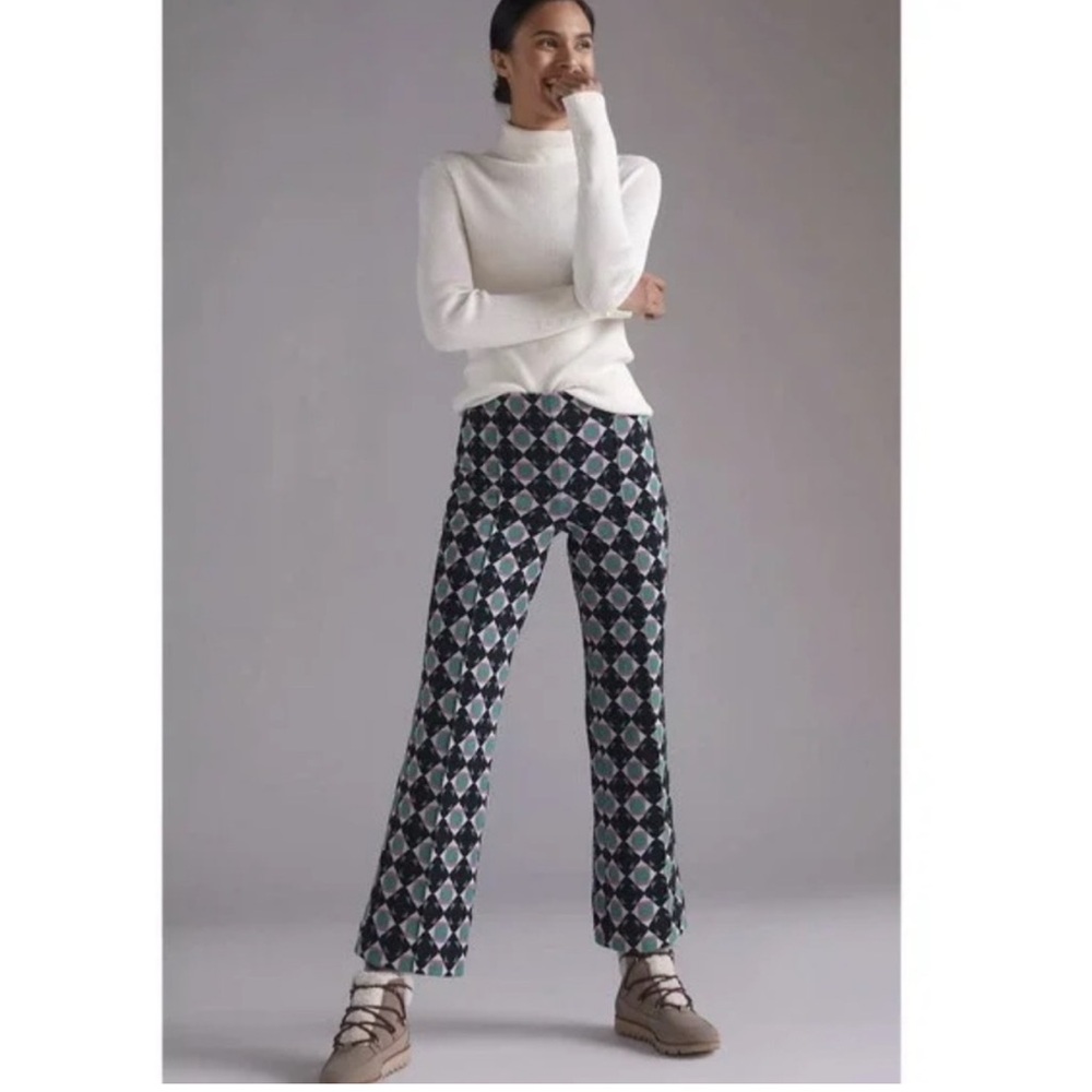 NWOT Maeve Anthropologie Margot Pants Geometric Pattern Kick Flare Pants Size XS